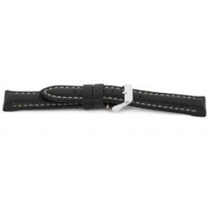 Correa de reloj I018 XL Cuero Negro 24mm + costura blanca
